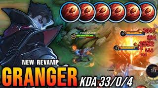 33 Kills + 2x MANIAC!! Granger Revamp 100% UNSTOPPABLE!! - New Revamp Tryout ~ MLBB