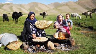 Everyday survive in the wilderness| Shepherd Family Cooking Lavash Bread & Organic Food