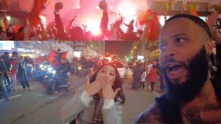 CASABLANCA MOROCCO IS ON ANOTHER LEVEL!! EVERYBODY IS IN THE STREETS! MOROCCO WINS AGAINST PORTUGAL!