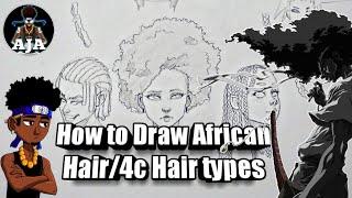 How to Draw African American Hair/4C hair types.