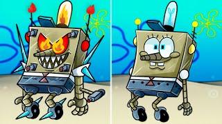 SpongeBob Binary Bottom vs Titan Robots cartoon Animation