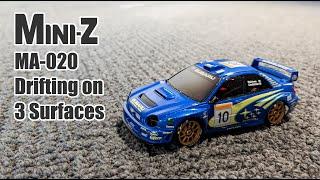 Kyosho Mini-Z AWD MA-020: Drifting on 3 Different Surfaces