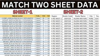 Match Two Excel Workbook | Match Data in Two Excel Sheets | Match Data in Excel