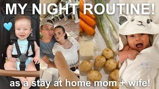 my *realistic* night routine as a STAY AT HOME MOM + WIFE with my 3 month old!🫧🩵