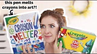 Melting CRAYONS INTO ART?! The COOLEST pen EVER!