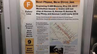 MTA NYC Subway: Manhattan Bound R160 (F) Train Construction Announcement Recording