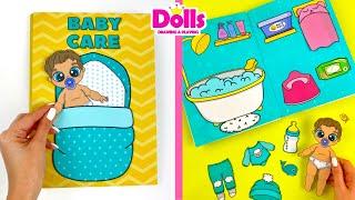 PAPER DOLLS HOUSE BABY CARE QUIET BOOK DIY & STEP BY STEP TUTORIAL