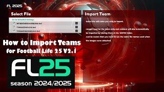 How to Import Teams for Football Life 2025