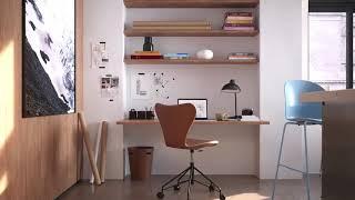 Home office by Fritz Hansen featuring the Series 7™ Swivel Chair by Arne Jacobsen