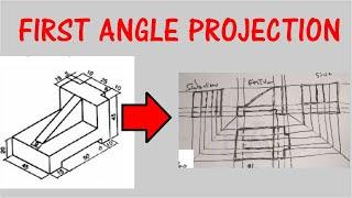 First Angle Projection Tutorial. How To Draw Orthographic Projection Of Isometric View. PA Academy