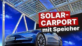 Solarcarport mit Speicher: PV Anlage lädt E-Auto ohne Netzanschluss