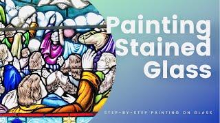 HOW TO PAINT ON GLASS! Professional stained glass makers use Rouche GLASS powders to PAINT details.