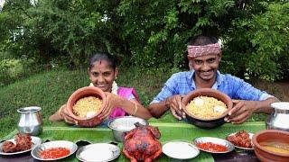 WowFull grilled chicken and pot biryani with chicken lollipop eating show