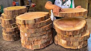 See What This Guy Did With Tree Logs To Create A Unique Dining Table