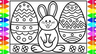 How to Draw an EASTER Bunny for Kids Fun Surprise Easter Bunny Easter Eggs Coloring Pages