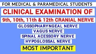 9th, 10th,11th & 12th CRANIAL NERVE EXAMINATION | CLINICAL LAB | PHYSIOLOGY