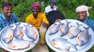 KING SIZE FISH FRY | Red Pomfret fish Fry in Village | Village Style Cooking | Village Food