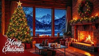 Beautiful Christmas Ambience  Relaxing Christmas Music Fireplace  Christmas Fireplace Background