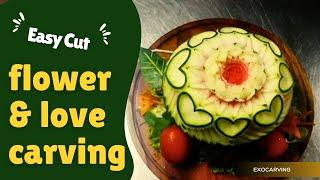 flower and love design | basic fruitcarving tutorial for beginner