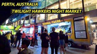 Street Food in Perth, Australia - Twilight Hawkers Night Market in the City of Perth