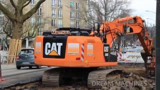 CATERPILLAR 320E BAGGER + NEW HOLLAND GRADER STRASSENBAU