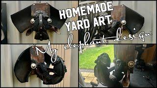 Making an elephant yard art