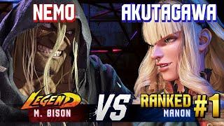 SF6 ▰ NEMO (M.Bison) vs AKUTAGAWA (#1 Ranked Manon) ▰ High Level Gameplay