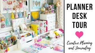 Planner Desk Tour | Ikea Desk, Alex Drawers | Craft Desk Organization, Cork Board, Supply Organizing