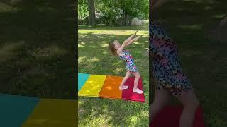 Gymnastics outside with JOYSTREAM cheetah leotards