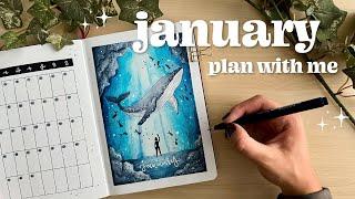 trying watercolor in my bullet journal?!  january 2024 bullet journal plan with me