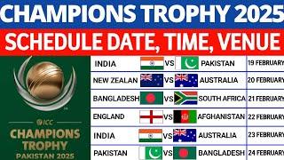 ICC Champions Trophy 2025 Schedule, All Teams, Venues, Host Nations | Champions Trophy 2025 Schedule