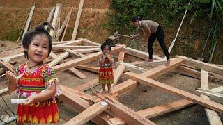 The process of building a beautiful and simple wooden house using traditional carpentry