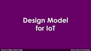 Lesson 7-2 [Human Factors and Interaction] Design Model for IoT