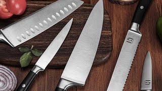 KnifeSaga Cut Set 15 Piece Japanese Tall Carbon Stainless Steel Kitchen Cut Sets with PieceSharpener