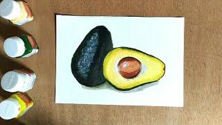 How to paint avocado with camel Fabrica acrylic colours|| simple and easy|| draw with ease