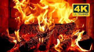  FIREPLACE Ultra HD 4K. Fireplace with Crackling Fire Sounds. Fireplace Burning. Fire Background