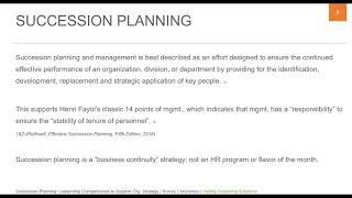 Succession Planning Leadership Competencies to Support Organization Strategy