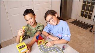 Magnetic Tiles Construction Set Review | with Crane, Road Pieces & Truck Magnetic Blocks STEM Toys