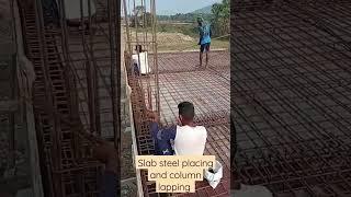 slab steel placing and column lapping