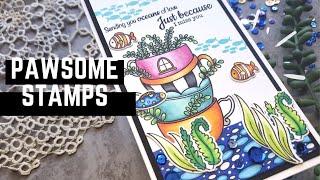 Mix Stamps Sets for Whimsical Scenes | Pawsome Stamps Copic Coloring