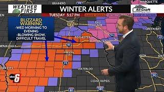 Blizzard Warning issued for Wednesday across the ABC 6 News area