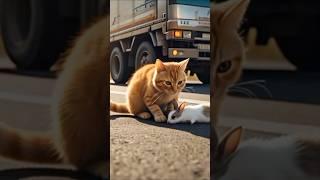 Orange Tabby Cat Save a Rabbit Life  #rabbit #catvideos #shorts