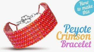 How to make a Peyote Crimson Braclet | Seed Beads Design DIY