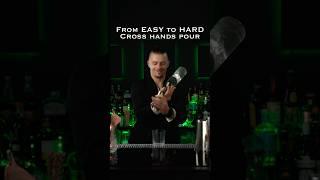 EASY / MEDIUM / HARD “Cross hands jigger pour” #flairbartending #bartender #flairing