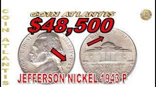 Jefferson nickel 1943 P, Nickels Are Silver & Worth A Lot Of Money! (Some Are Worth $48,500+).