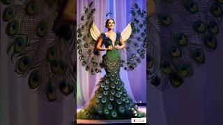 The woman performs a fusion with A Peacock! #ai #magic