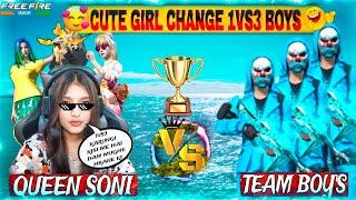 GIRL 1VS3 BOYS CHANGE ||FREE FIRE COSTUME || DESI STARK GAMER || QUEEN SONI CHANGE 1VS3 COSTUME !!