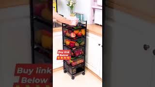 HOME CUBE Metal 4 Layer Kitchen Rotating Trolley Portable Storage Rack Square Design #amazon