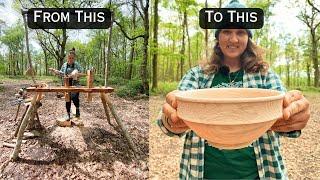 How To Turn A Wooden Bowl On A Pole Lathe - Raleigh Klotzek (Wild Crafted Home)