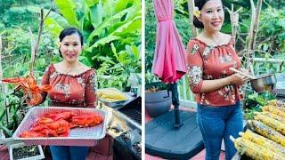 Labor Weekend Cambodian Coconut Grilled Corn  & Lobster Backyard Cookout | Khmer USA Family Cookout